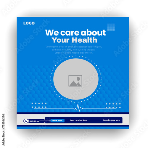 Professional medical healthcare service social media post template design