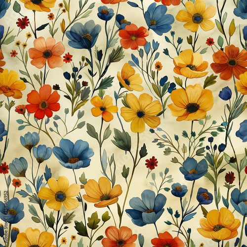 Seamless Watercolor small flowers pattern 