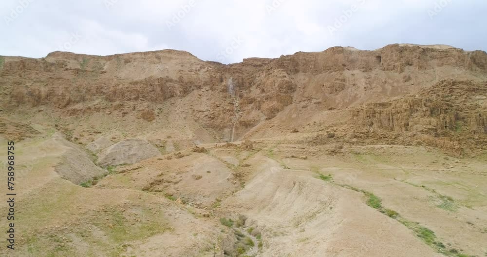 Aerial view of arid, beautiful desert landscape, Jericho Governorate, Palestine.