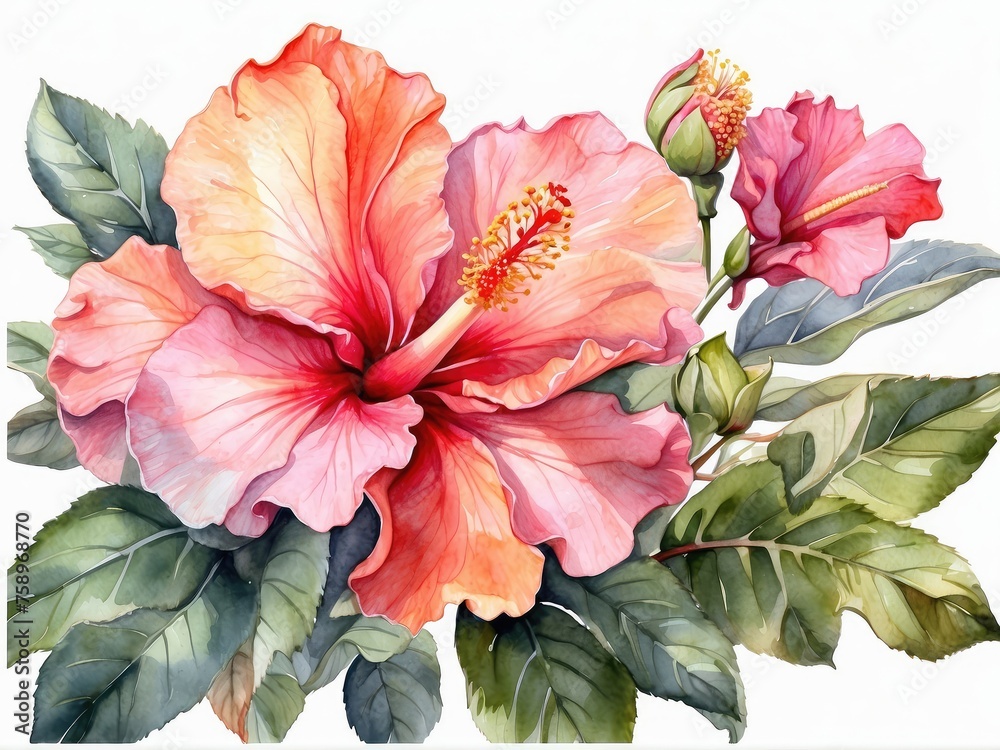 hibiscus watercolor illustration, hibiscus wallpaper hibiscus watercolor illustration, hibiscus wallpaper