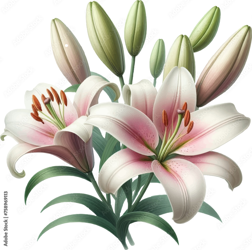 Obraz premium Beautiful Lily Bundle Vector Illustration