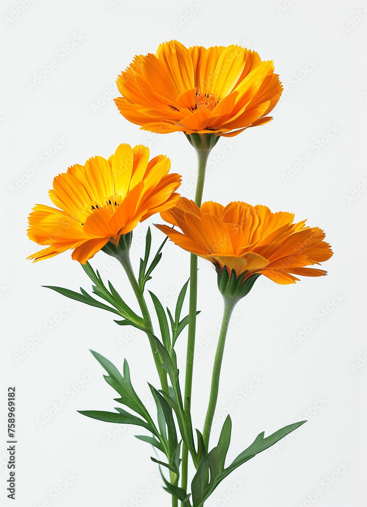Orange flowers on a white background Orange flowers on a white background
