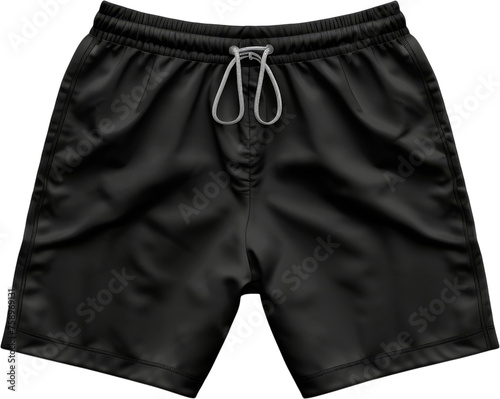 Essential black shorts mockup - Cut out, Transparent background photo