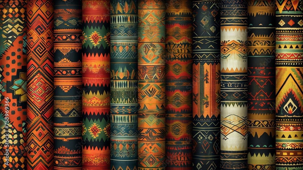 Set of Seamless Patterns Ethnic American Afric Set of Seamless Patterns Ethnic American Afric