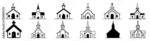 Church silhouette set vector design big pack of illustration and icon
