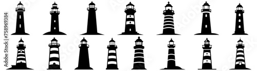 Lighthouse silhouette set vector design big pack of illustration and icon