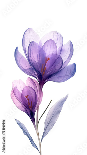 Purple crocus on white background. Minimalistic illustration. © Наталья Зюбр