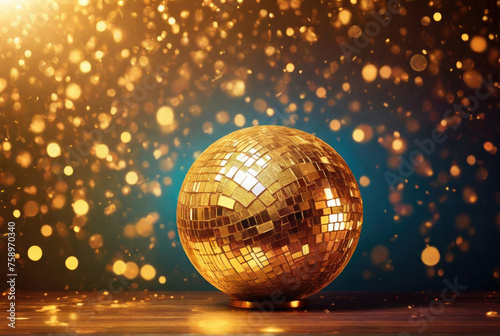 Golden disco ball with lights