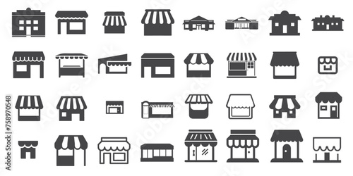 Online store marketplace or ecommerce shop flat vector icon for apps and websites