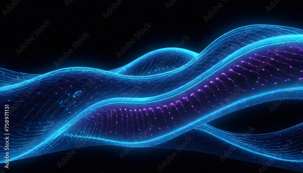 Fototapeta premium Abstract light waves on a black background