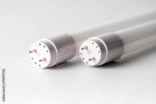 white led tubes on white background