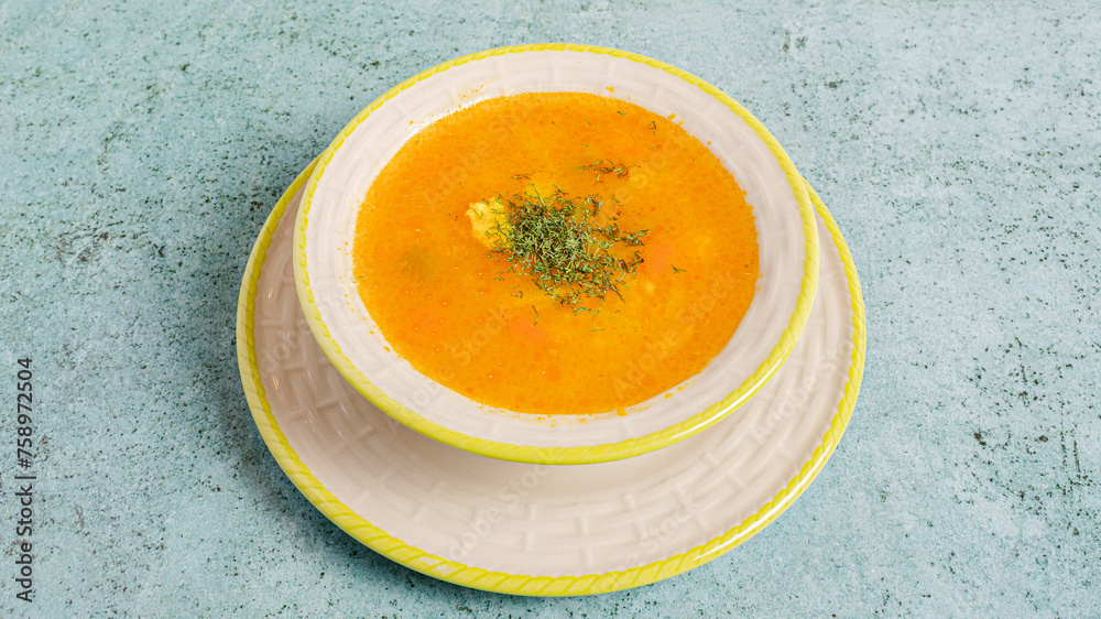 Lentil soup bowl isolated top view Lentil soup bowl isolated top view