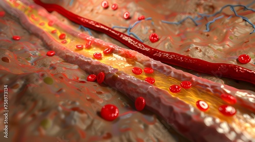 3D Illustration of a Human Artery with Resin Vein Style