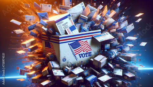 Mail-In Voting and Vote Fraud in American US Elections Concept Illustration.