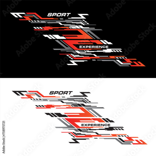 Sport racing car stickers stripe abstract shape . vinyl decal templates isolated set