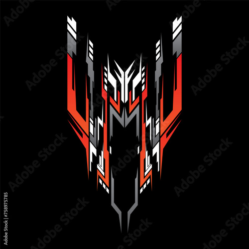 Sport racing car stickers stripe abstract shape . vinyl decal templates isolated set