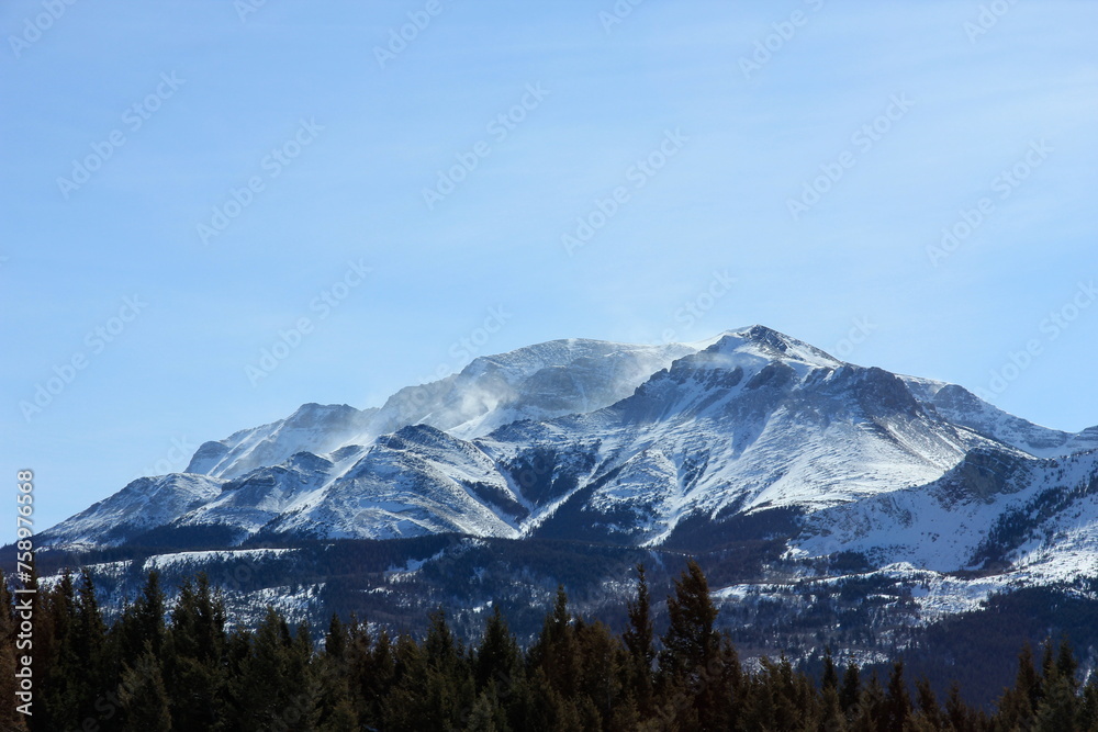 snow-covered mountain peaks in the winter