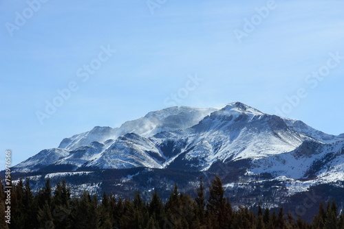 snow-covered mountain peaks in the winter