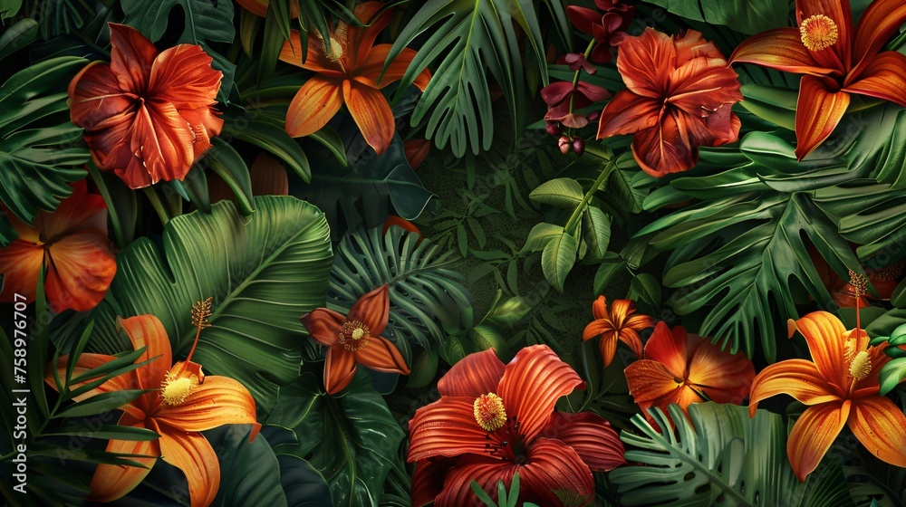 Jungle plant artwork, a tribute to the mystery and untamed beauty of tropical flora.