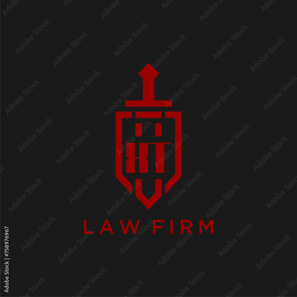 XT initial monogram for law firm with sword and shield logo image