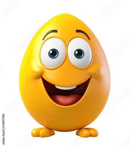 A cartoon egg with a big smile on its face
