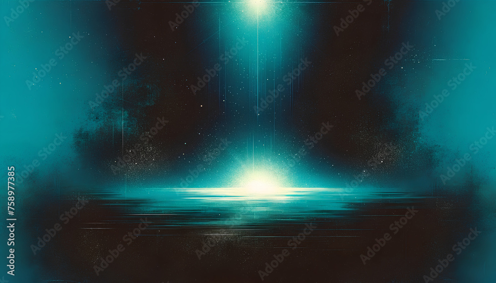 Futuristic Blue Spotlight with Glowing Dust and Digital Rays Background