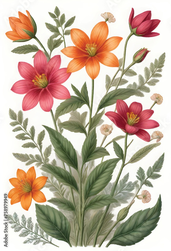 vector vintage floral art print