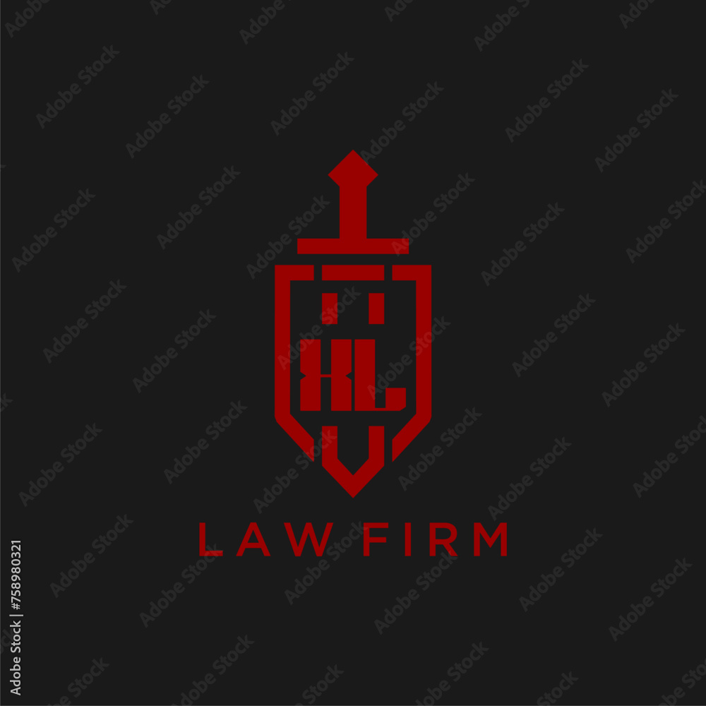 XL initial monogram for law firm with sword and shield logo image XL initial monogram for law firm with sword and shield logo image