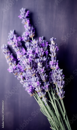 Vibrant Lavender Flowers Bouquet on a Soft Purple Background 