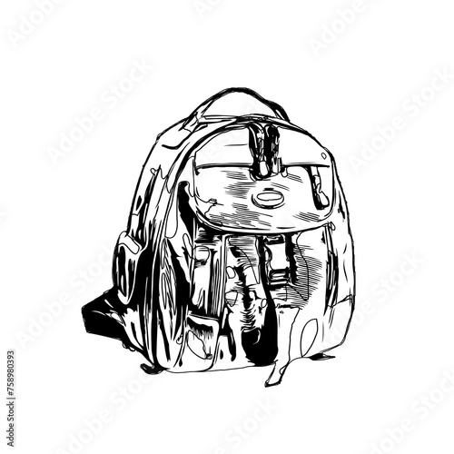 sketch of a backpack with a transparent background