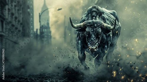 Tenacious bull investor backdrop, highlighting the gritty resolve of investors who persevere through market volatility.