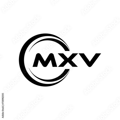 MXV letter logo design with white background in illustrator, cube logo, vector logo, modern alphabet font overlap style. calligraphy designs for logo, Poster, Invitation, etc. photo