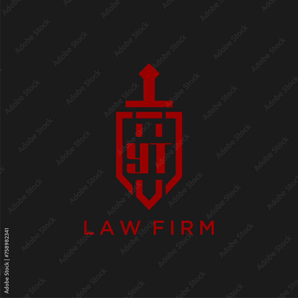 YT initial monogram for law firm with sword and shield logo image