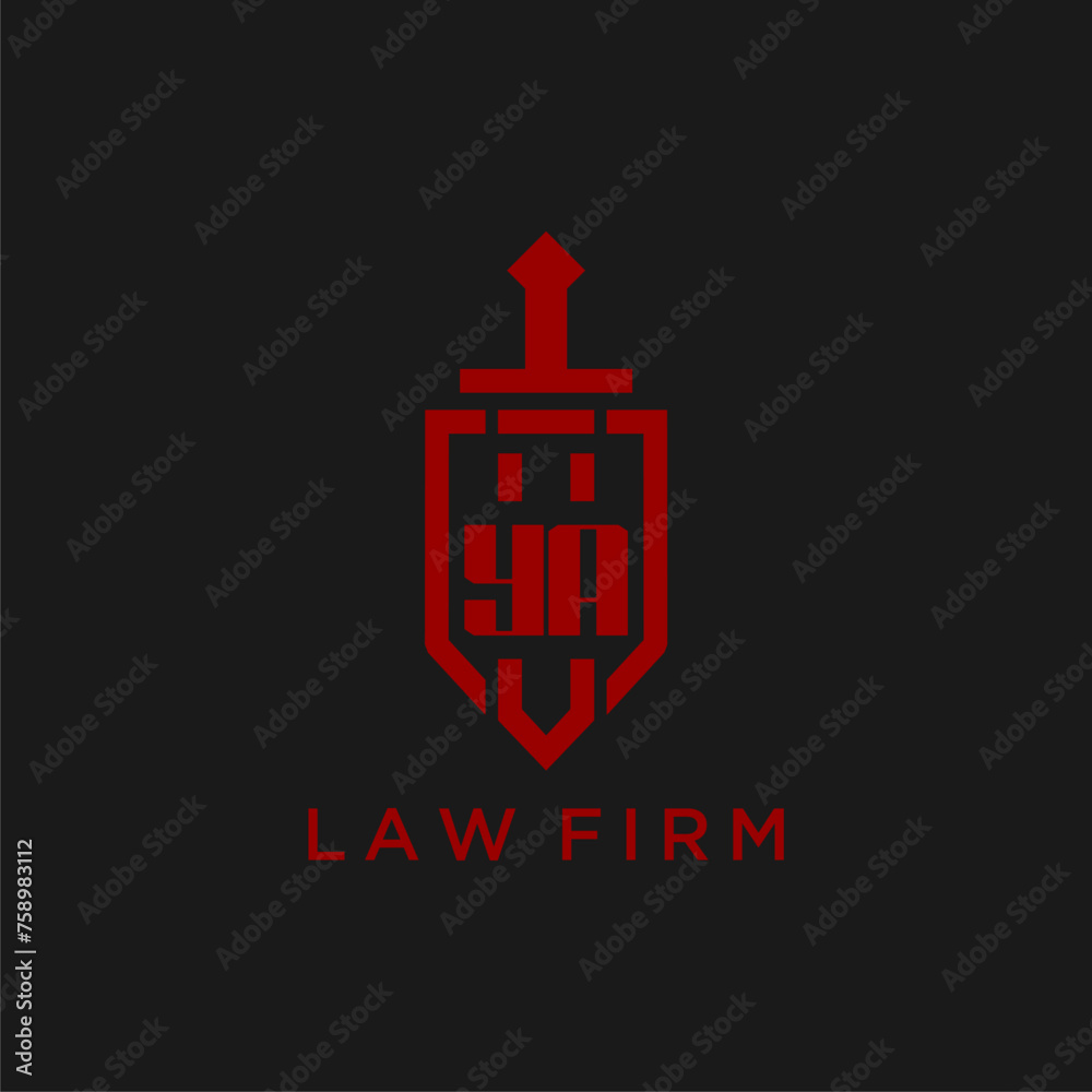 YA initial monogram for law firm with sword and shield logo image