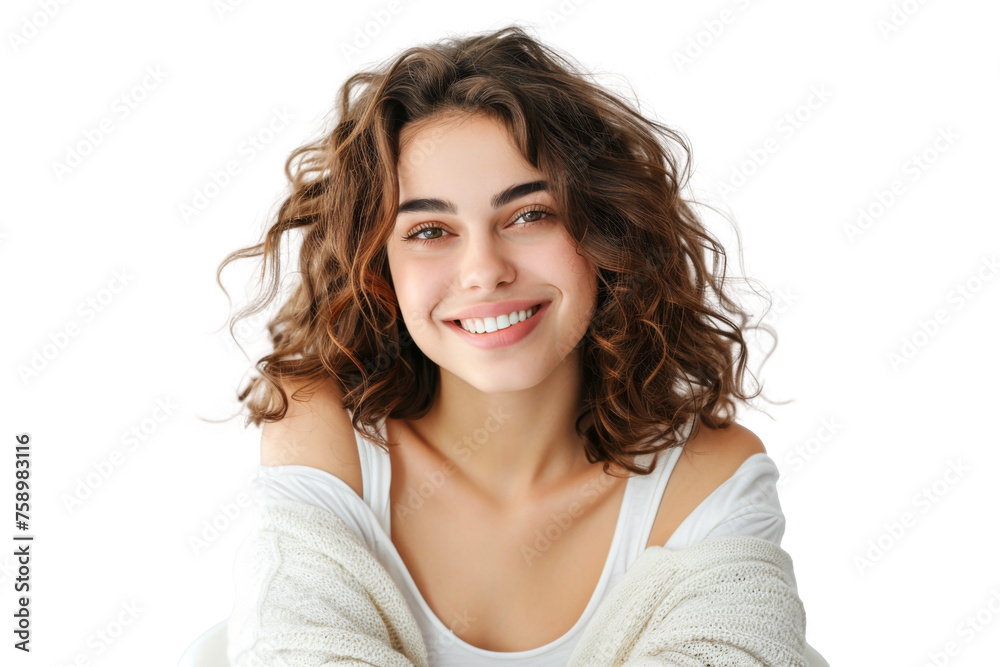 Studio portrait of a beautiful young woman with an attractive smile wearing casual outfits looking at camera, isolated on transparent png background. Studio portrait of a beautiful young woman with an attractive smile wearing casual outfits looking at camera, isolated on transparent png background.