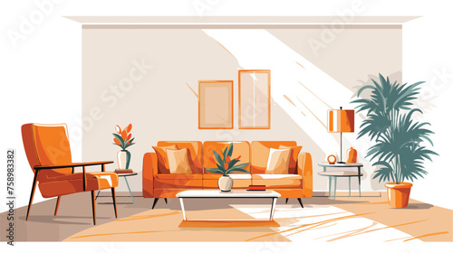 interior sketch design of living room. .. flat vector