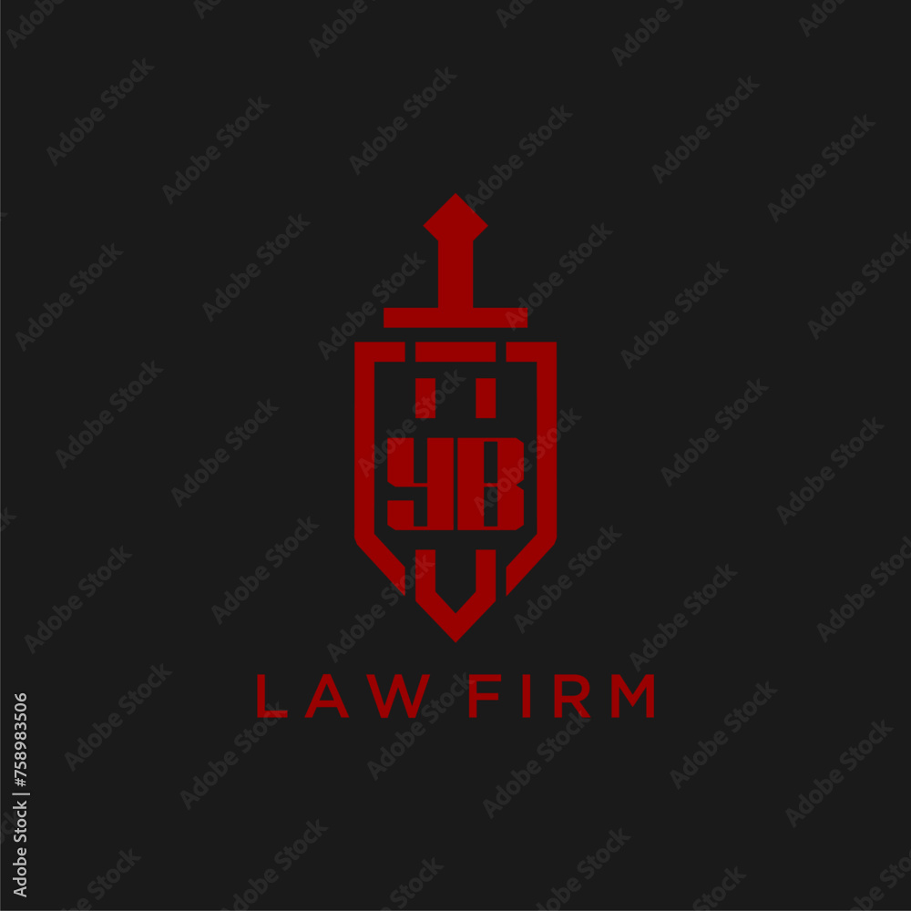 YB initial monogram for law firm with sword and shield logo image YB initial monogram for law firm with sword and shield logo image