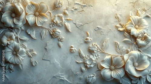 Wall Stencil Plaster Seamless Texture Flowers