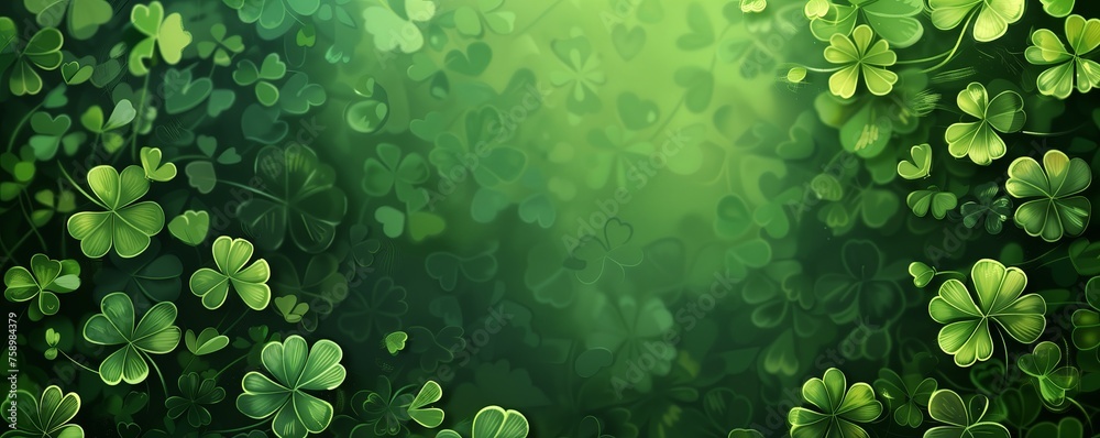vibrant green shamrocks with varying focus creates a lively background, symbolizing luck and celebration vibrant green shamrocks with varying focus creates a lively background, symbolizing luck and celebration