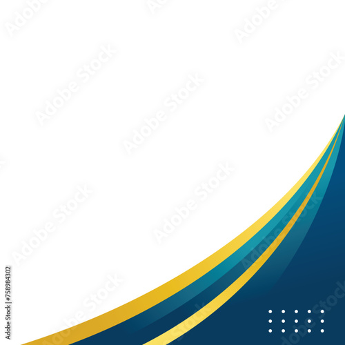 Blue and gold abstract corner border for business or certificate design in gradient color