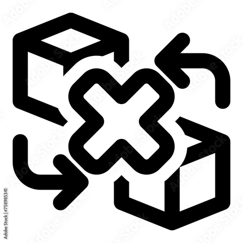 Blockchain transaction delete icon in outline style. Simple trade arrow vector illustration — pixel-perfect icon.