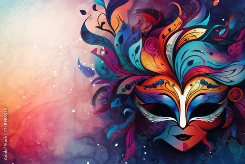 Abstract background banner with mask for carnival. Copy space for your text.  photo