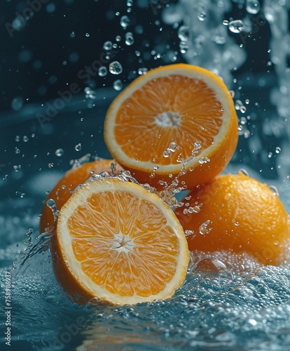 Citrus with splash water