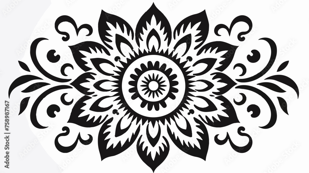 Mandala vector and line art. Black and white flower