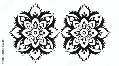 Fototapeta Naklejka Na Ścianę i Meble -  Mandala vector and line art. Black and white flower