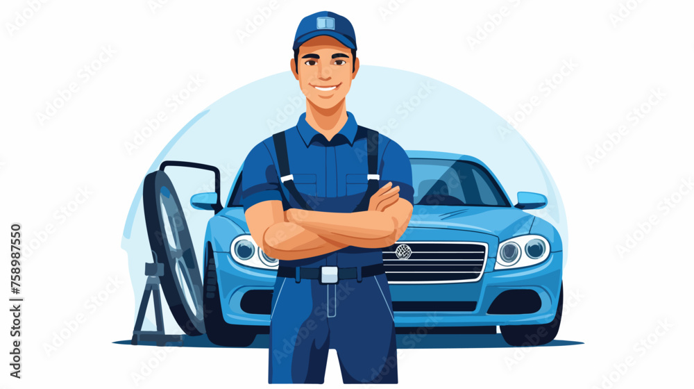 mechanic car icon vector illustration .. flat vector