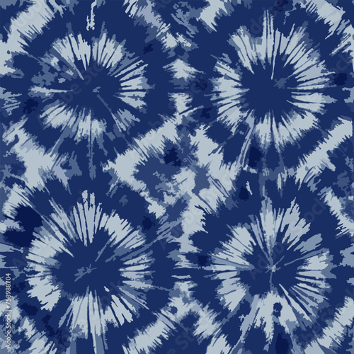 Vector seamless indigo shibori ethnic pattern.