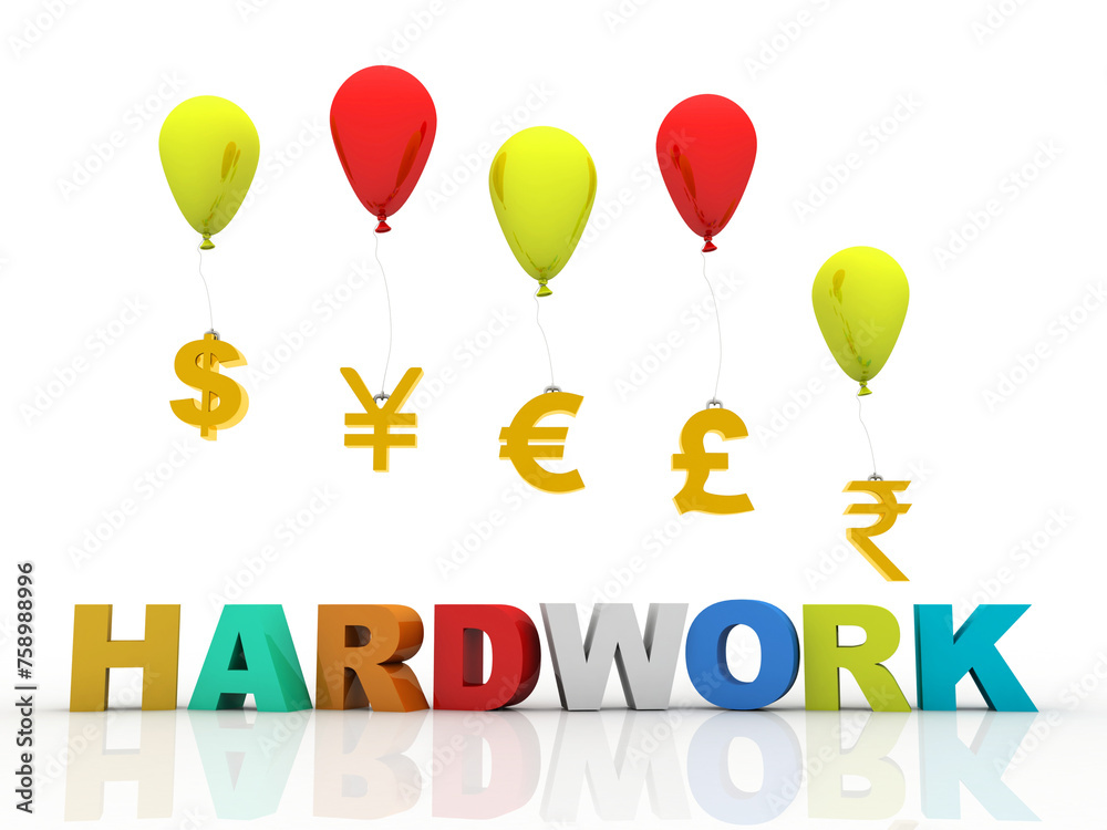 3d rendering Global Currencies sign connected balloon hard work concept 3d rendering Global Currencies sign connected balloon hard work concept