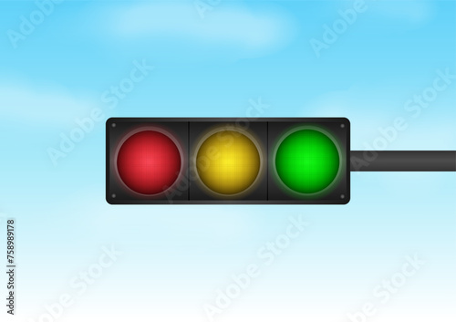 Traffic light against Blue Sky. Vector Illustration. 
