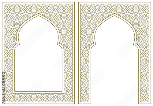 Set two decorative frames. A4 format. Arabic pattern photo